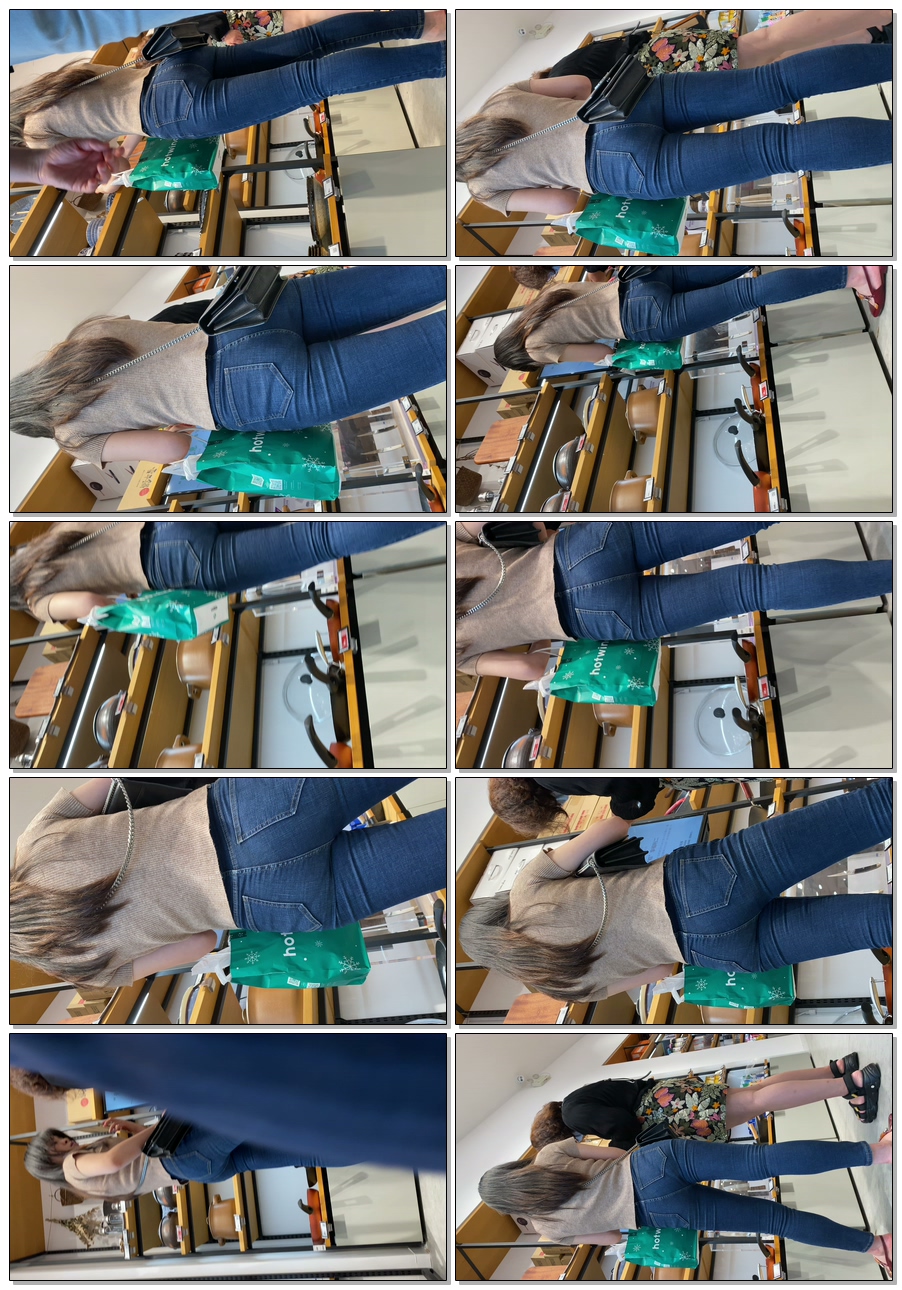 穿着蓝牛紧身裤美女和妈一起逛街第二季