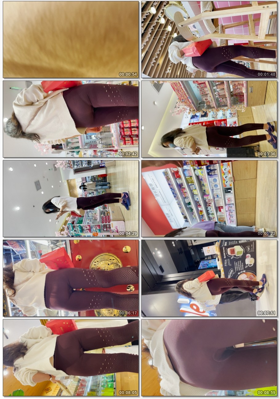 瑜伽裤小阿姨逛街，尽显黄金比例身材