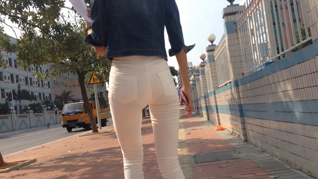 一路拍摄白色紧身裤翘屯美眉MM006[637M]