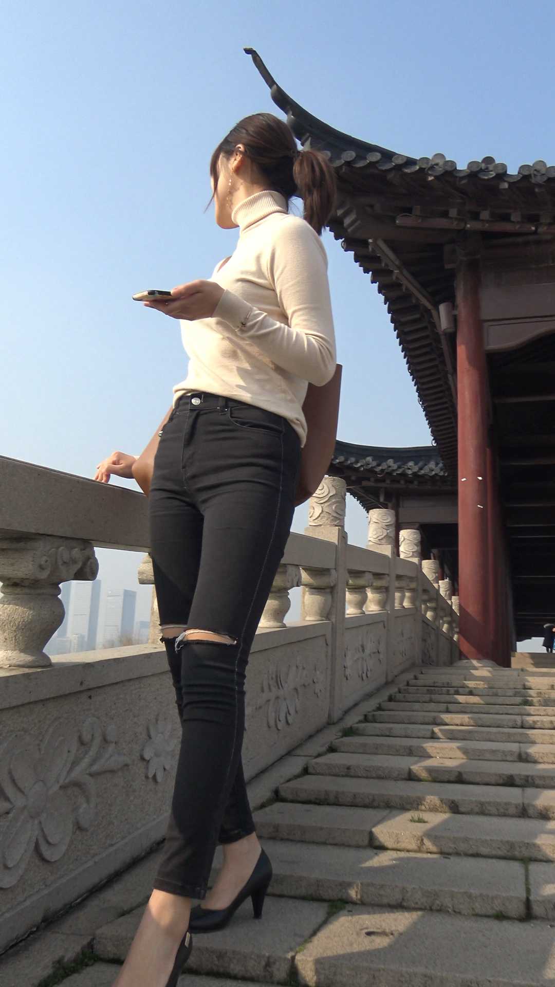 糖糖高跟搭配黑牛仔裤性感三角翘臀透内痕第一季（积分391）