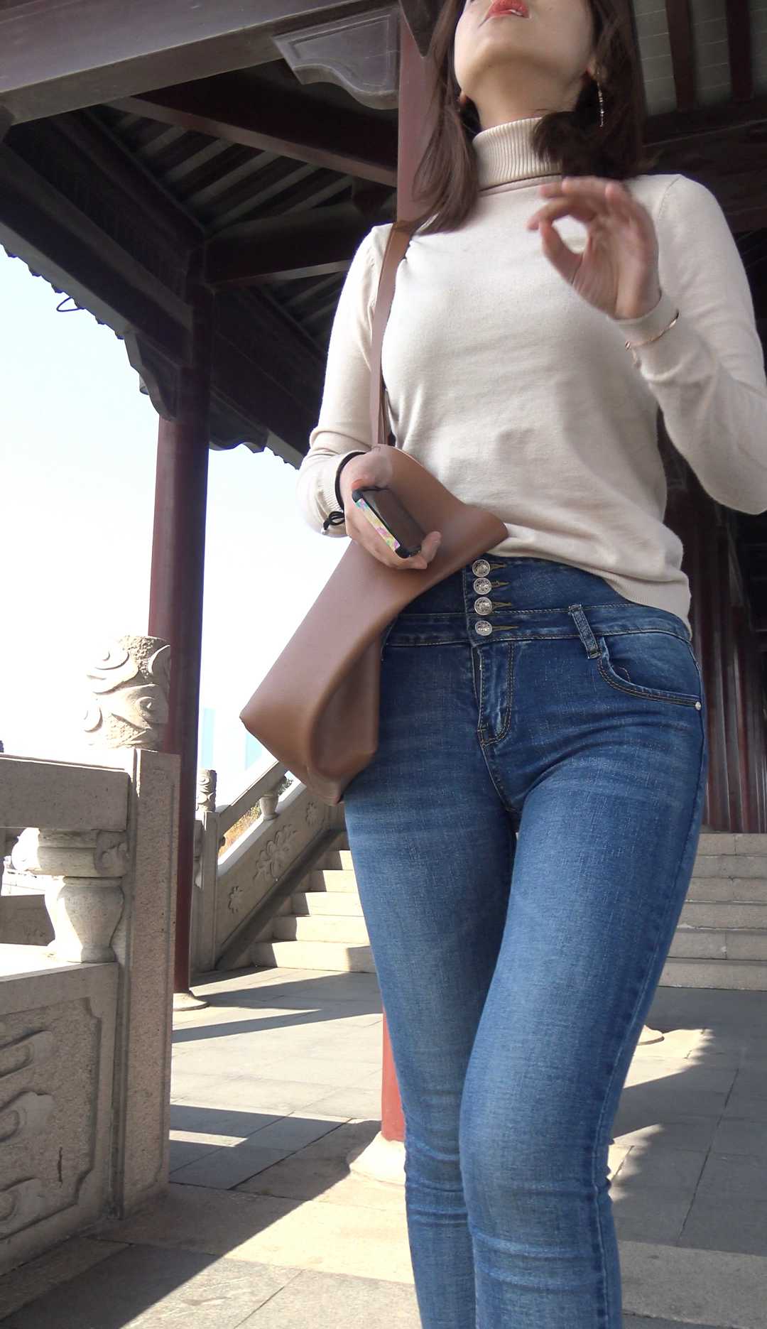 糖糖高跟搭配牛仔裤性感三角翘臀第三季