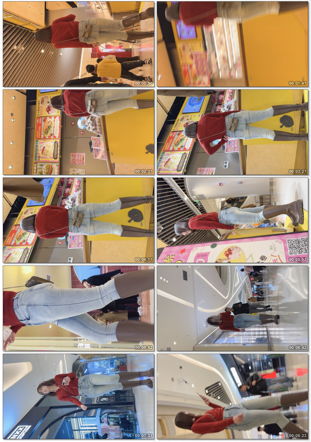 浅蓝紧身牛仔裤极品翘臀女神