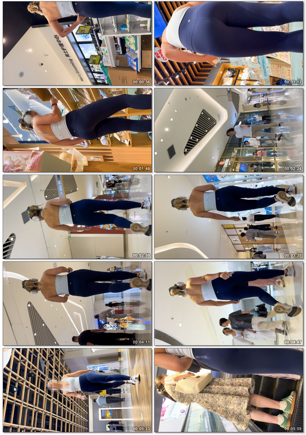 深蓝瑜伽裤翘臀紧绷弹跳