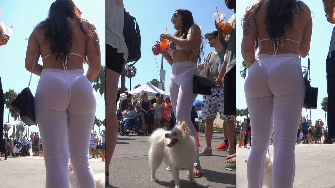 白色透明紧身裤长发性感饱满圆润翘臀洋妞[2.09G/MOV]