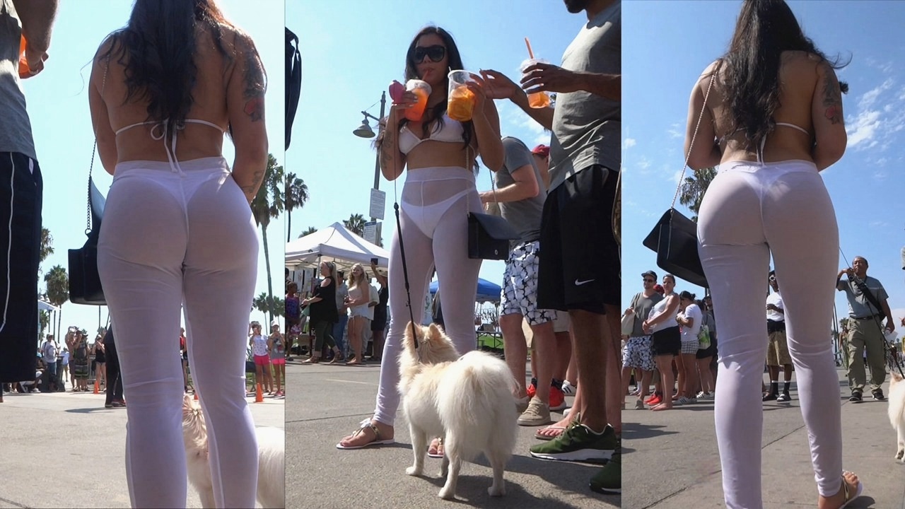 白色透明紧身裤长发性感饱满圆润翘臀洋妞[2.09G/MOV]