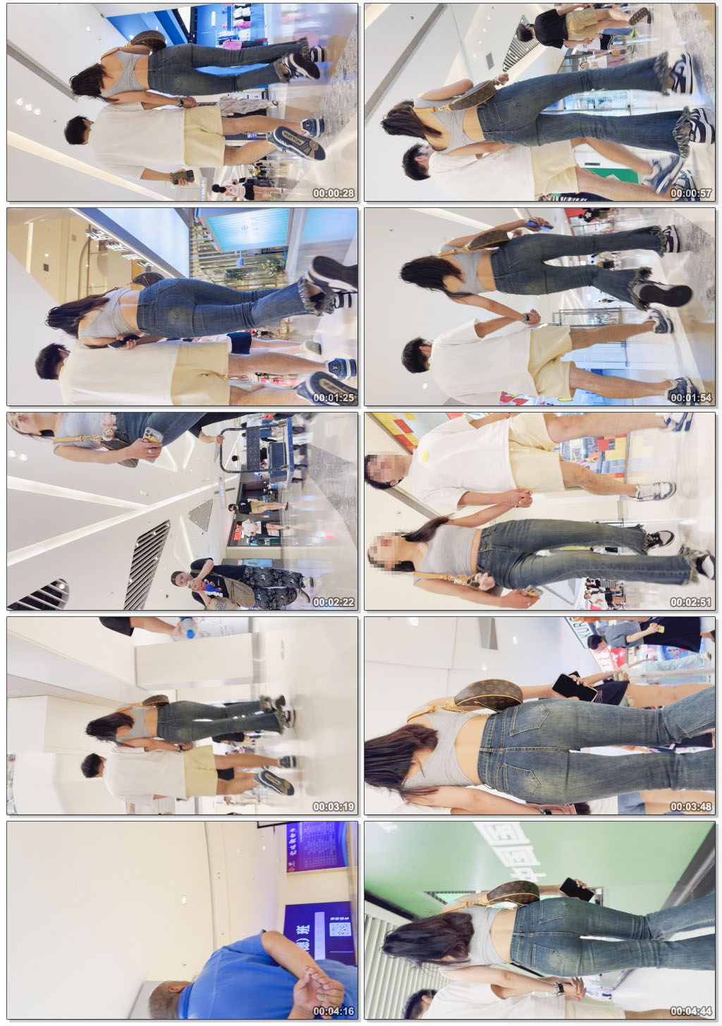 露腰包臀紧牛仔妹子