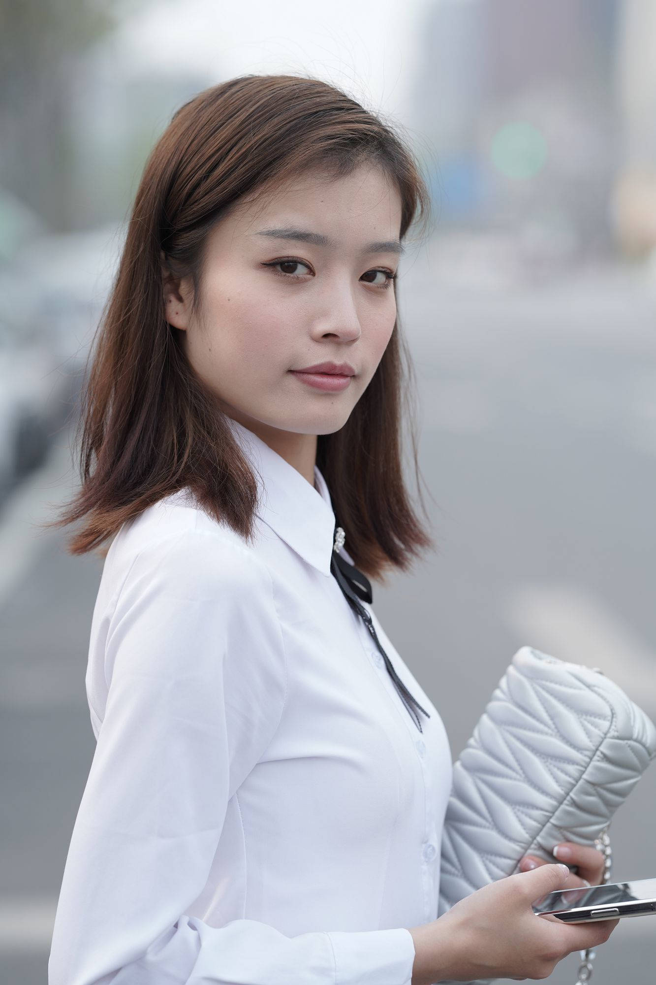 黑丝配黑色包臀裙加本色衬衫【视频+套图】（无水印精品）