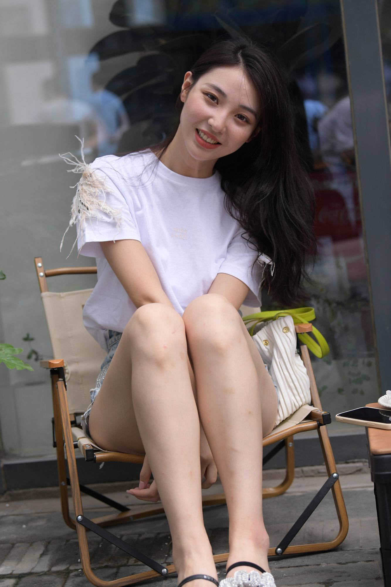 【套图+视频】蓝色牛仔热裤美女