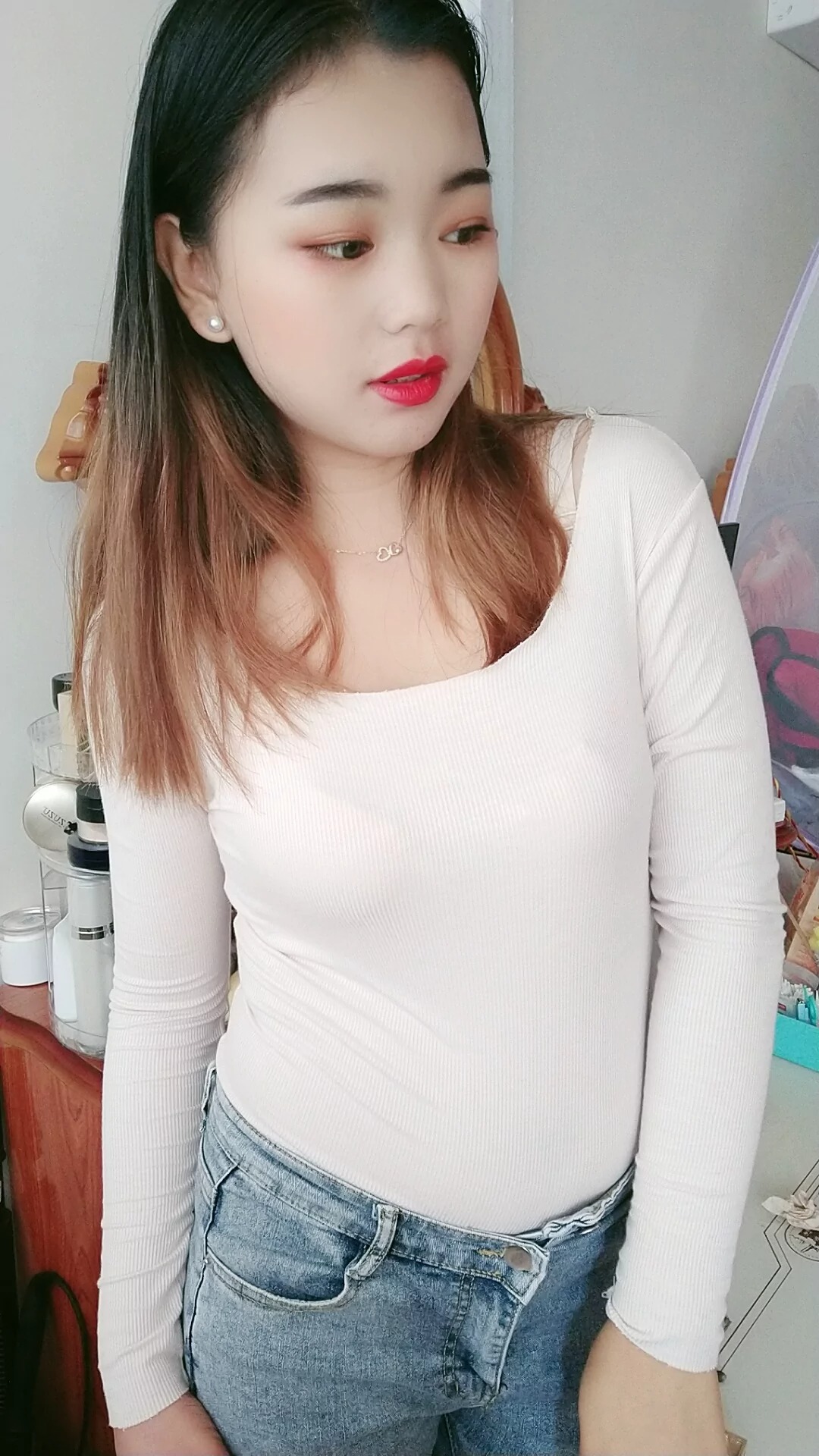 阿桃蓝色紧身牛仔裤SN28