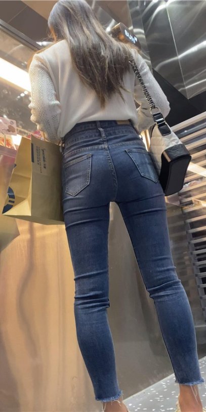 蓝色高腰牛仔裤美女[2.42G/MP4]