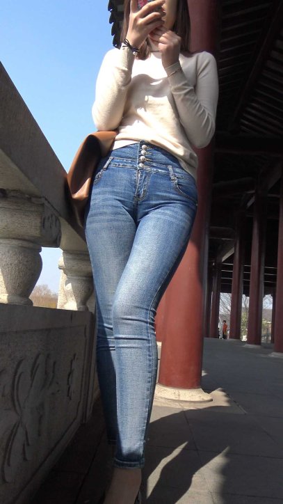 糖糖高跟搭配牛仔裤性感三角翘臀第三季