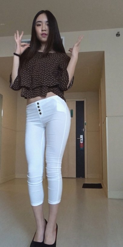 白色薄透紧身裤美女模拍[803M/MTS]